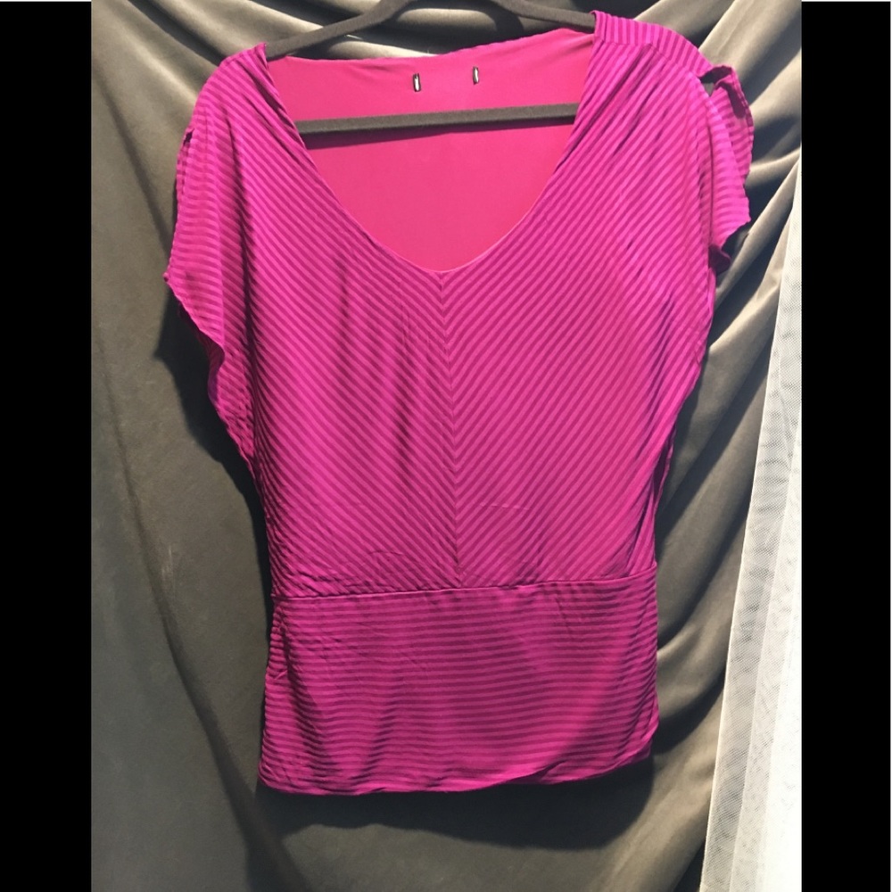 WHBM Pink Striped Top